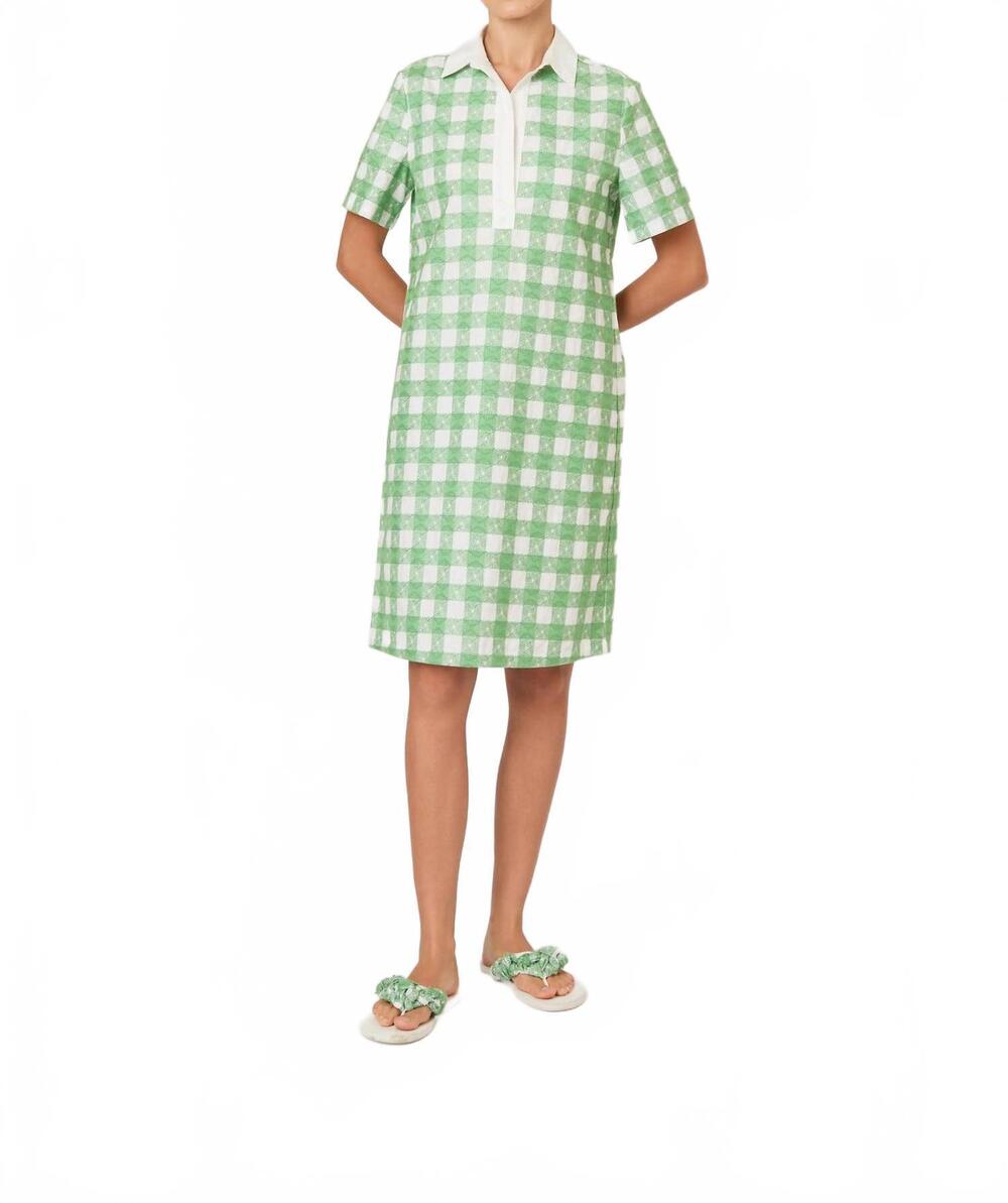 NEW ROSIE ASSOULIN mini rugby picnic embroidered gingham dress in grass green